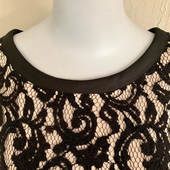 MSK Black Lace Dress Scoop Neck Little Black Dress LBD Party Size 10 - Picture 15 of 15